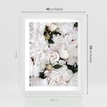 Plakat w ramie 40x50 - Modne Białe Kwiaty - białe kwiaty, płatki - rama biała