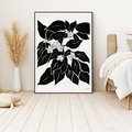 Obraz w ramie 70x100 - Ruchome szkicowe odbicia - czarno biała grafika, roślinność - rama czarna