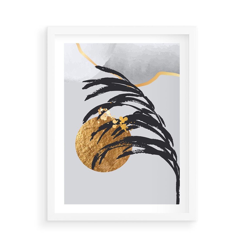 Plakat w ramie 50x70 - Palma w Szkicu - nowoczesna grafika, palma - rama biała