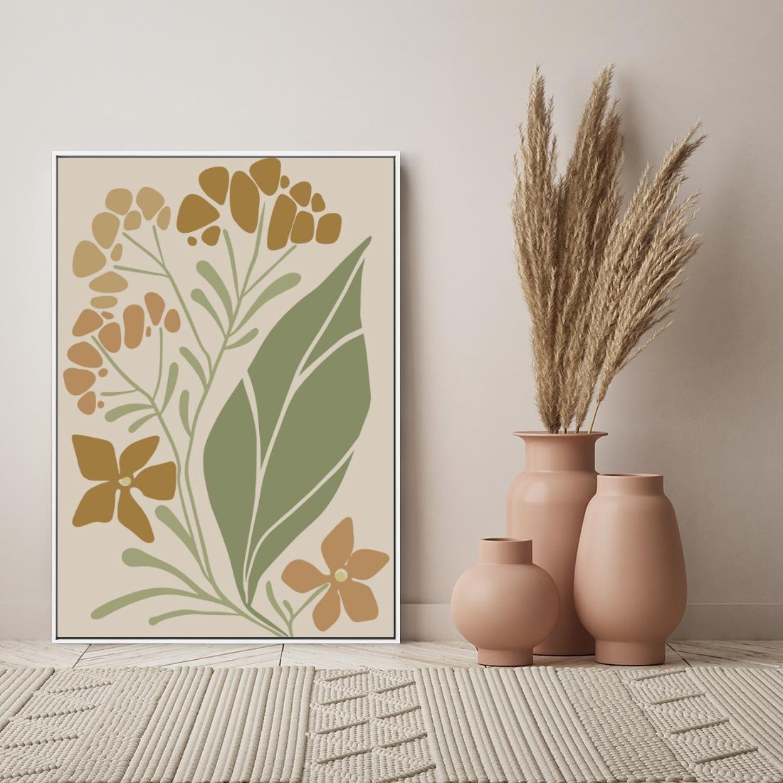Obraz w ramie 50x70 - Subtelność Utajona - nowoczesny plakat, roślinność - rama biała