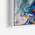 Obraz w ramie 80x80 - Rytmy ukrytych pragnień - chaos i abstrakcja, plamy koloru - rama biała