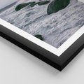 Plakat w ramie 30x40 - Latarnia, Zachód Słońca i Fale - latarnia na klifie, zachód słońca - rama czarna