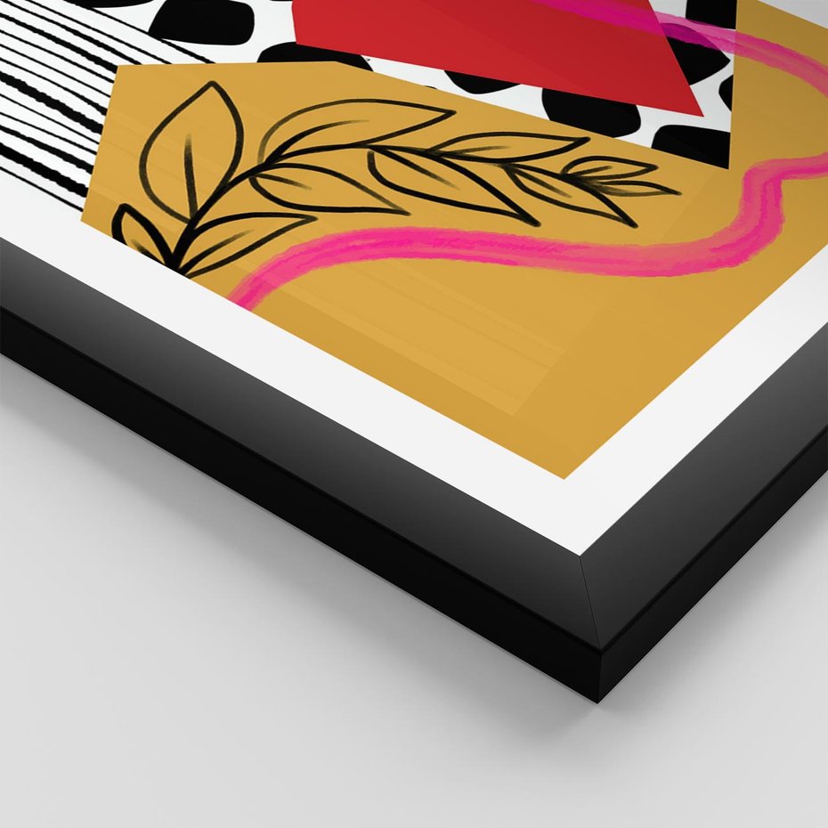 Plakat w ramie 50x70 - Wnętrza Form - abstrakcyjna kompozycja, różne tekstury - rama czarna