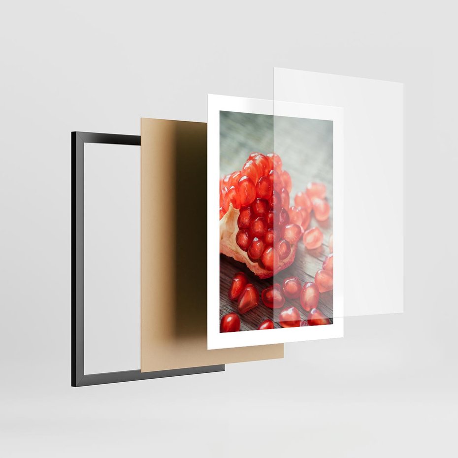 Plakat w ramie 30x40 - Granatowa Inspiracja Kuchni - granat, kuchnia - rama czarna