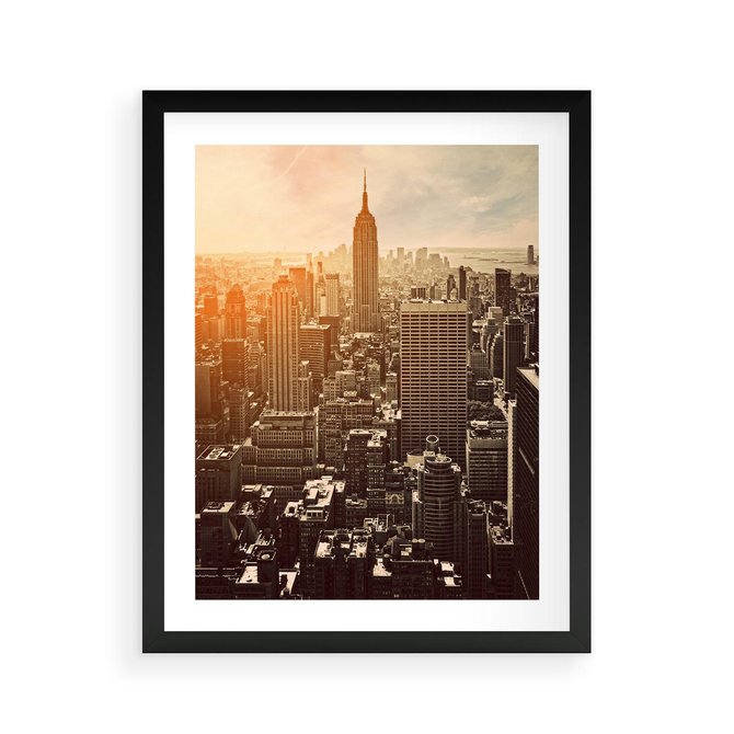 Plakat w ramie 40x50 - Nowojorska Skyline - Manhattan, Nowy Jork - rama czarna