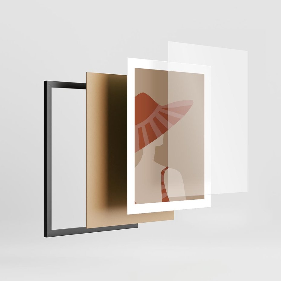 Plakat w ramie 30x40 - Kobiecy Portret - plakat retro, kobieta w kapeluszu - rama czarna