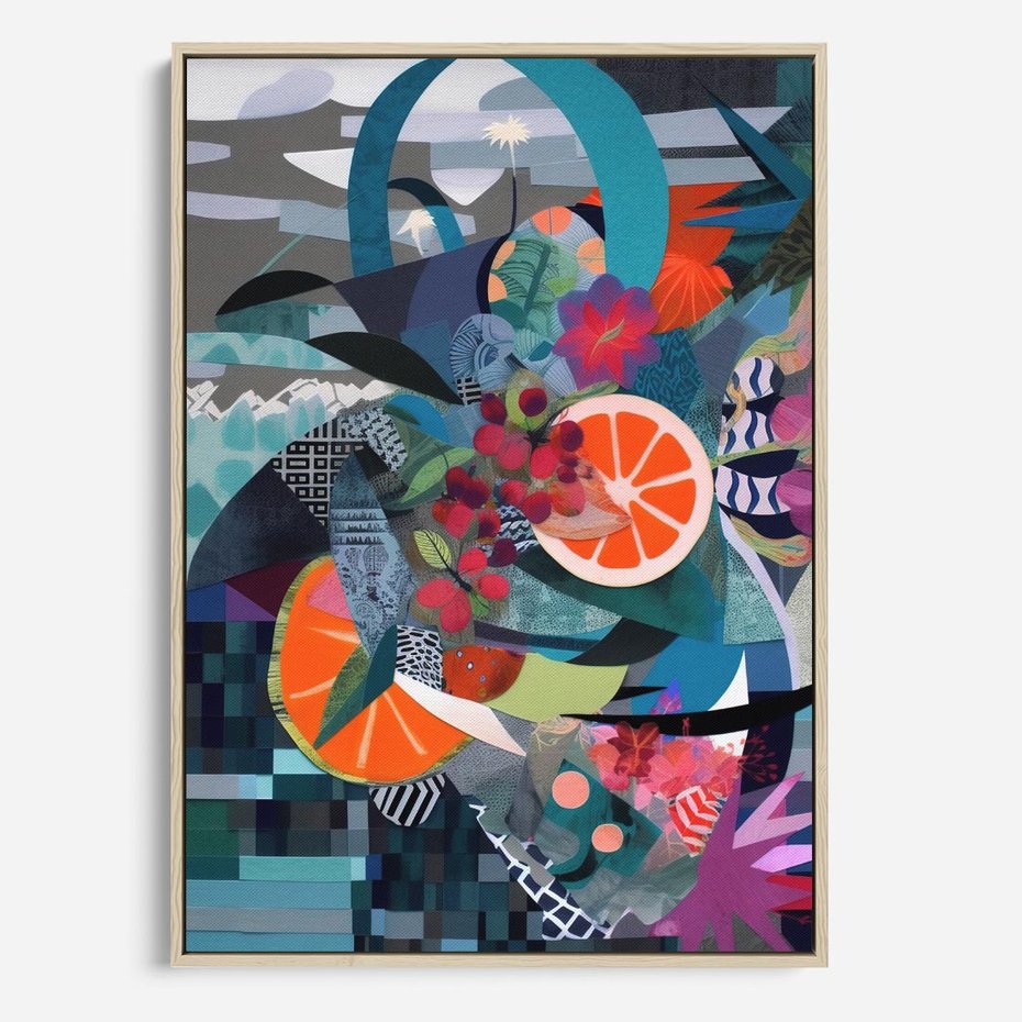 Obraz w ramie 50x70 - Migocące Widoki Harmonii - abstrakcyjny obraz, jak picasso - rama drewno