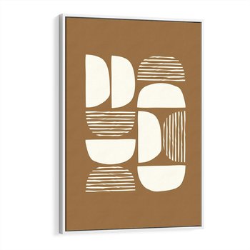 Obraz w ramie 80x120 - Wewnętrzne Spektrum - geometryczne boho kształty na brązowym, karmelowym tle - rama biała