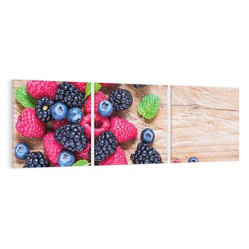 Obraz na płótnie 120x40 - Smak malin i borówek - owoce, leśne