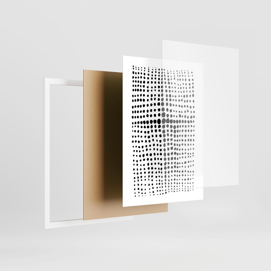 Plakat w ramie 30x40 - Refleksje Monochromatycznych Widoków - abstrakcyjna kompozycja z czarnych kropek, minimalistyczny czarno bialy plakat - rama biała