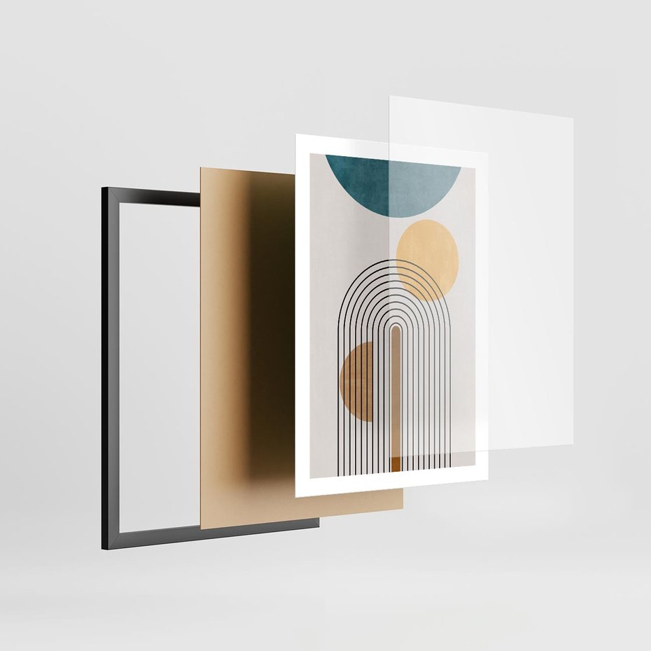 Plakat w ramie 50x70 - Wewnętrzne Labirynty Form - styl mid century, nowoczesna sztuka - rama czarna