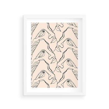 Plakat w ramie 50x70 - Grafika z Twarzami Greckiej Rzeźby - grafika, plakat - rama biała