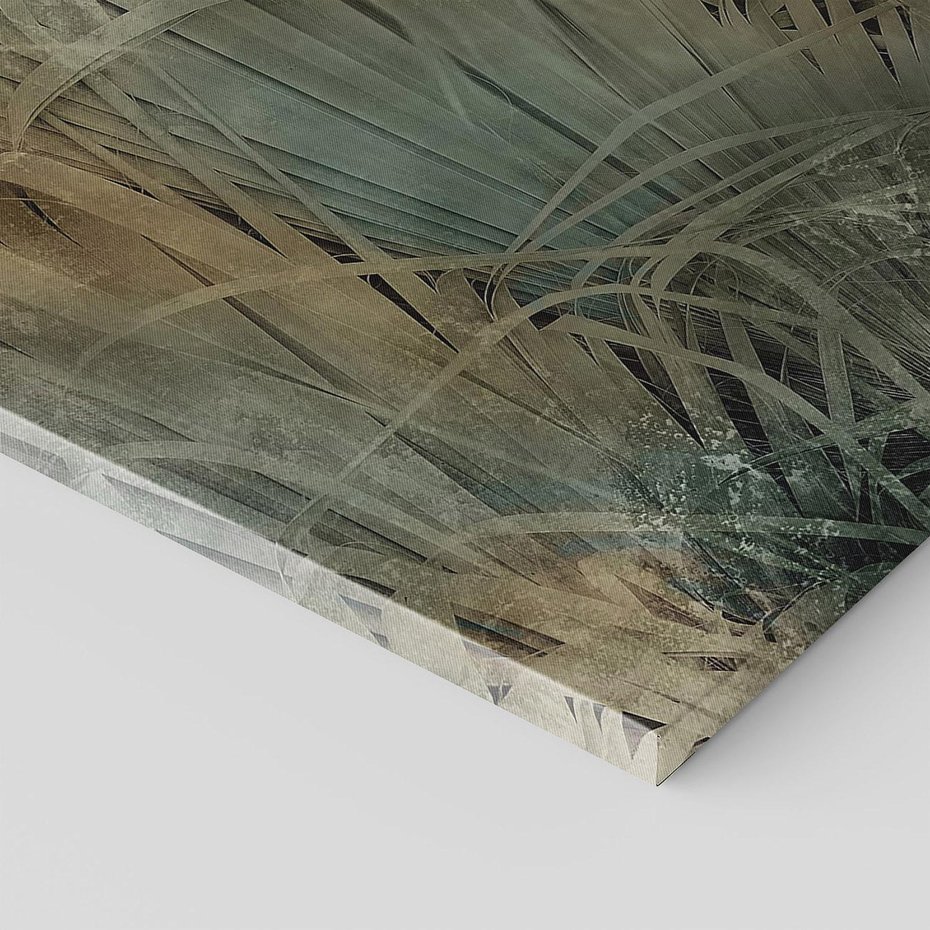 Obraz na płótnie 120x80 - Światło w mroku duszy - liście traw, mroczny klimat