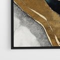 Obraz w ramie 70x100 - Refrakcje płynącej rzeczywistości - jak marmurowa rzeka, linie złota - rama czarna