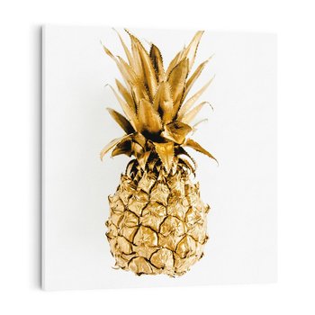 Obraz na płótnie 80x80 - Ekskluzywny Akcent - złoty, ananas