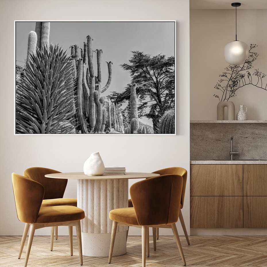 Obraz w ramie 70x50 - Pustynny Klimat - czarno białe zdjecie, pustynia - rama biała