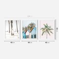Zestaw obrazy w ramie 40x50 galeria - Lato, palmy, plaża, wakacje - rama biała