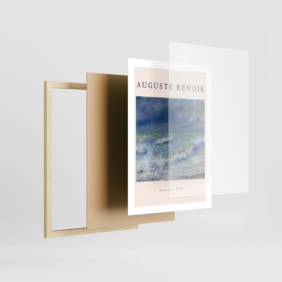 Plakat w ramie 50x70 - Auguste Renoir: Plakat z Pięknem Morza - auguste renoir, reprodukcja - rama drewno