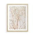 Plakat w ramie 50x70 - Minimalistyczna Delikatność - białe kwiaty, gipsówka - rama drewno