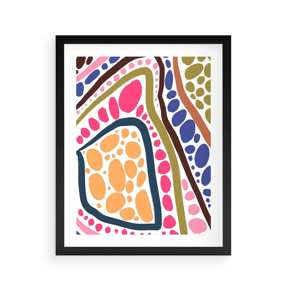 Plakat w ramie 40x50 - Migocące Tęczowe Widzenia - kolorowe wzory, tęczowe żywe kolory - rama czarna