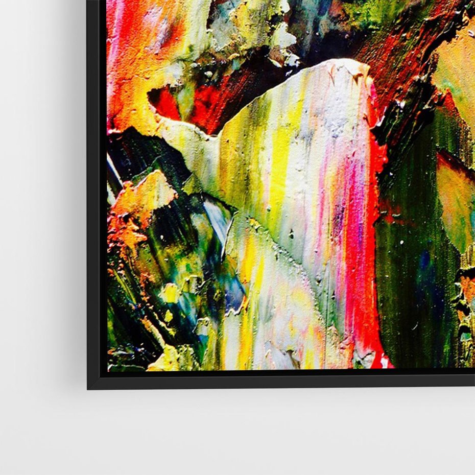 Obraz w ramie 70x50 - Szalejące ognie kolorów - abstrakcja, farby olejne - rama czarna