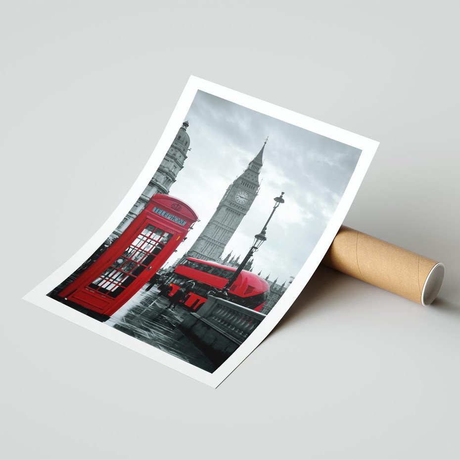 Plakat bez ramy 30x40 - Uliczka z charakterystyczną budką w Londynie - Londyn, budka