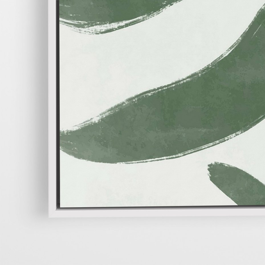 Obraz w ramie 50x70 - Zieleń Wewnętrznego Spokoju - zielony plakat, roślinne inspiracje - rama biała