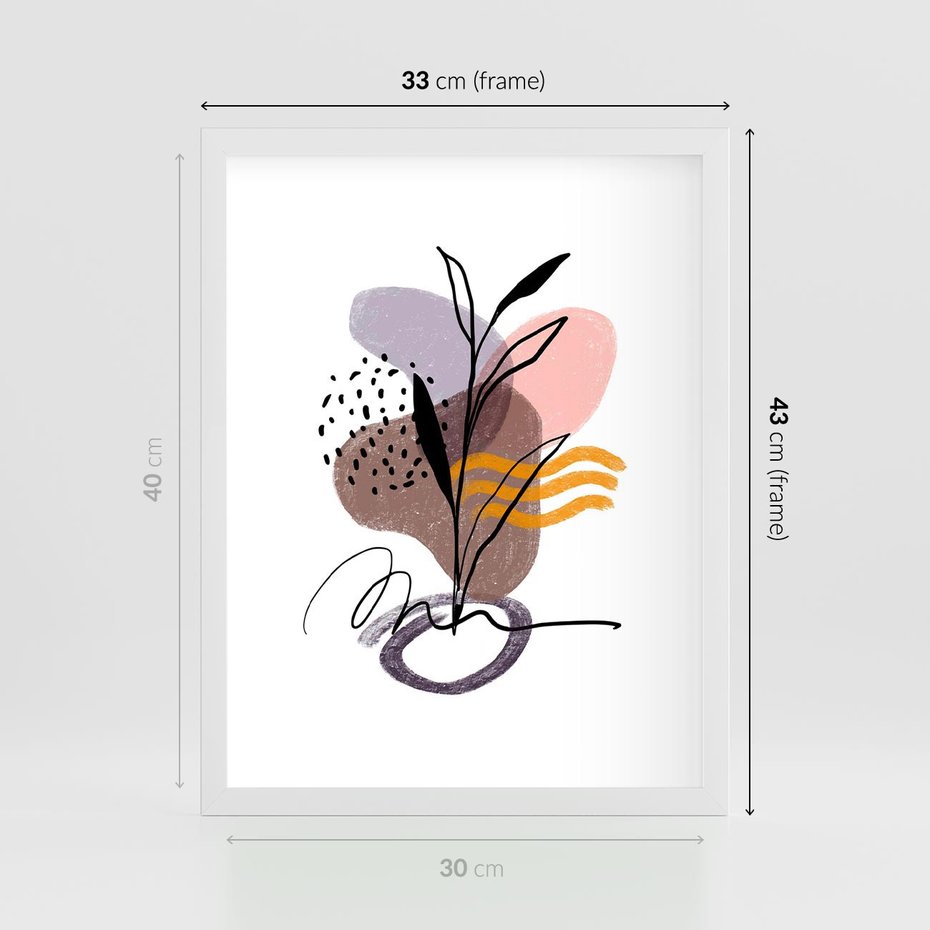 Plakat w ramie 30x40 - Bezgraniczne Impulsy - abstrakcja, sztuka nowoczesna - rama biała