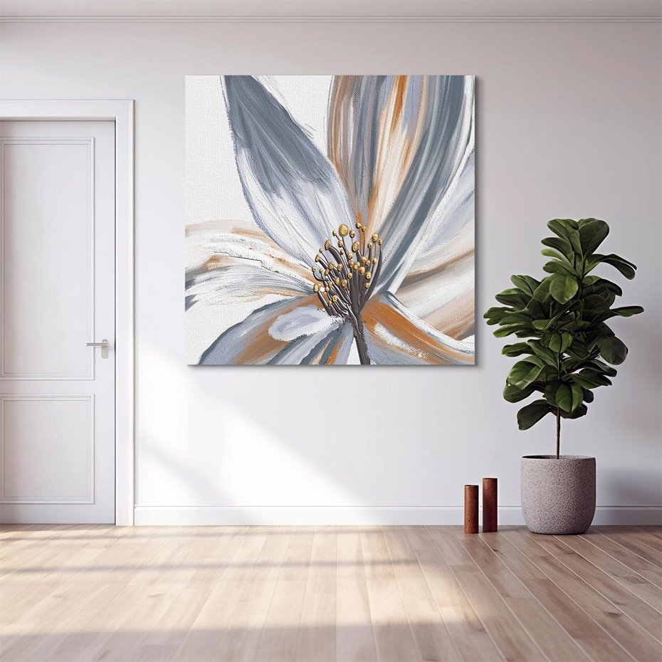 Obraz na płótnie 50x50 - Olejne kwiaty - wyraz emocji - kwiaty, malowane