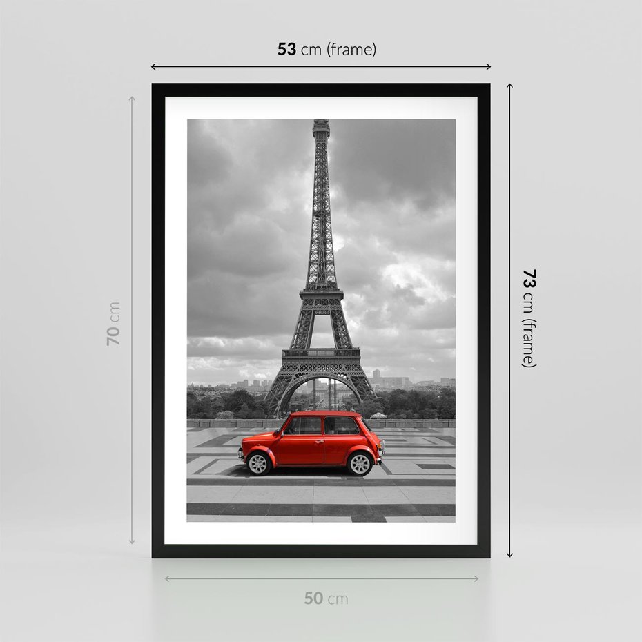 Plakat w ramie 50x70 - Paryż z wieżą Eiffla w tle - Paryż, Eiffla - rama czarna