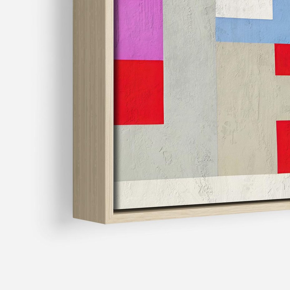 Obraz w ramie 50x50 - Bezczasowe Przenikanie Kształtów - abstrakcyjne geometryczne kształty, olejny obraz - rama drewno