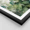 Zestaw obrazy w ramie 30x40 galeria - tropiki, liście, tygrys, papuga, dżungla - rama czarna