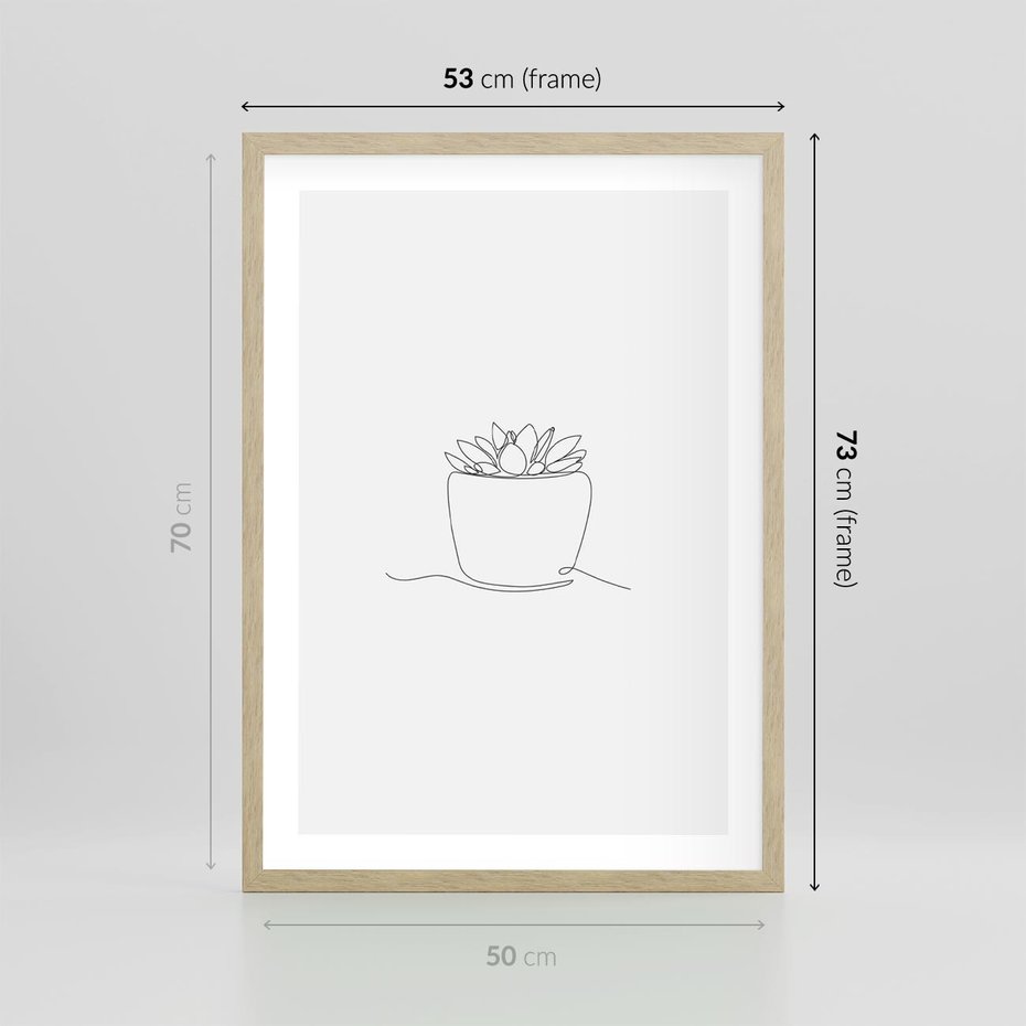 Plakat w ramie 50x70 - Rozkwitające Echa - szkic, minimalizm - rama drewno