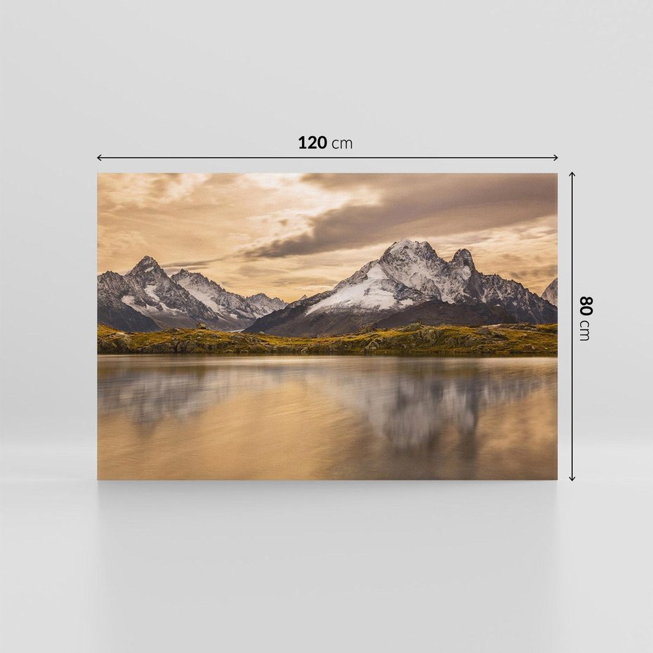 Obraz na płótnie 120x80 - Harmonia natury - góry, jezioro
