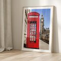 Plakat w ramie 40x50 - Ikoniczna budka telefoniczna w Londynie - budka, telefoniczna - rama drewno