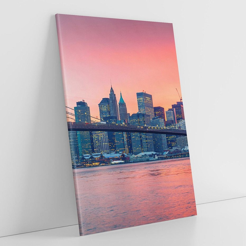 Obraz na płótnie 70x100 - Zachód słońca na moście w Nowym Jorku - zachód, słońca