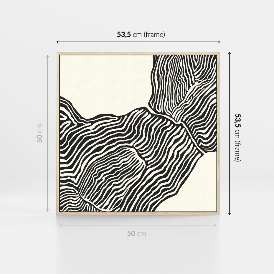 Obraz w ramie 50x50 - Migoczące Kontury - boho plakat, rycina - rama drewno