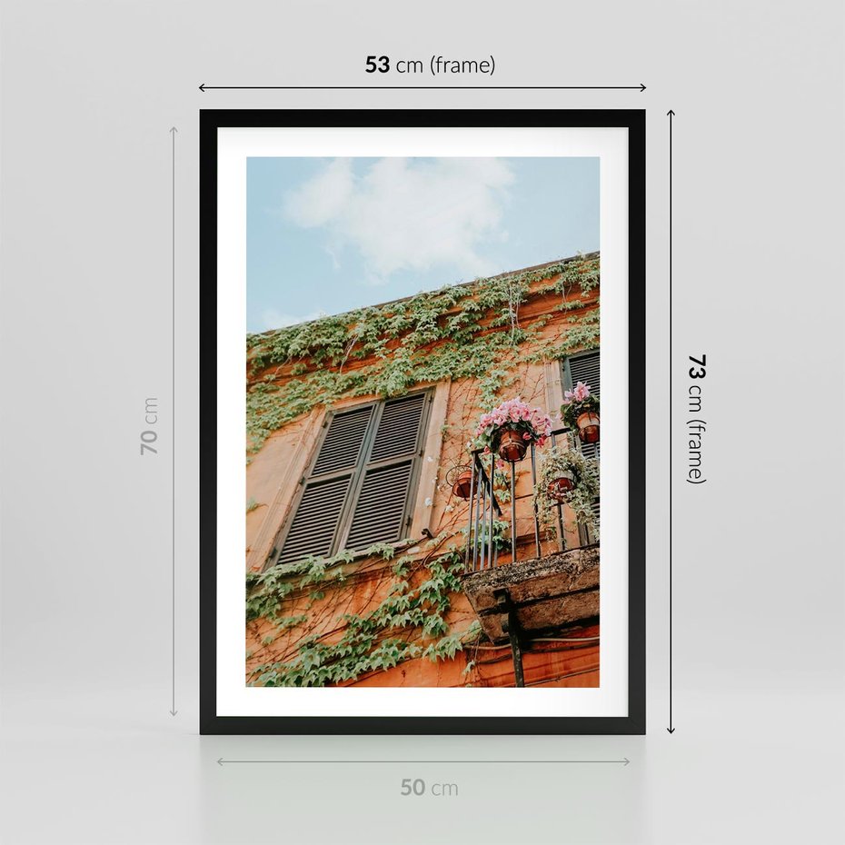 Plakat w ramie 50x70 - Okno do włoskich budynków - włoskie, budynki - rama czarna