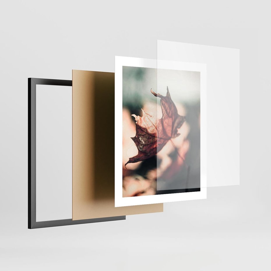 Plakat w ramie 40x50 - Liść w Jesieni - jesienny liść, czerwony - rama czarna