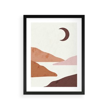 Plakat w ramie 30x40 - Księżycowa Refleksja - nowoczesna sztuka, góry - rama czarna