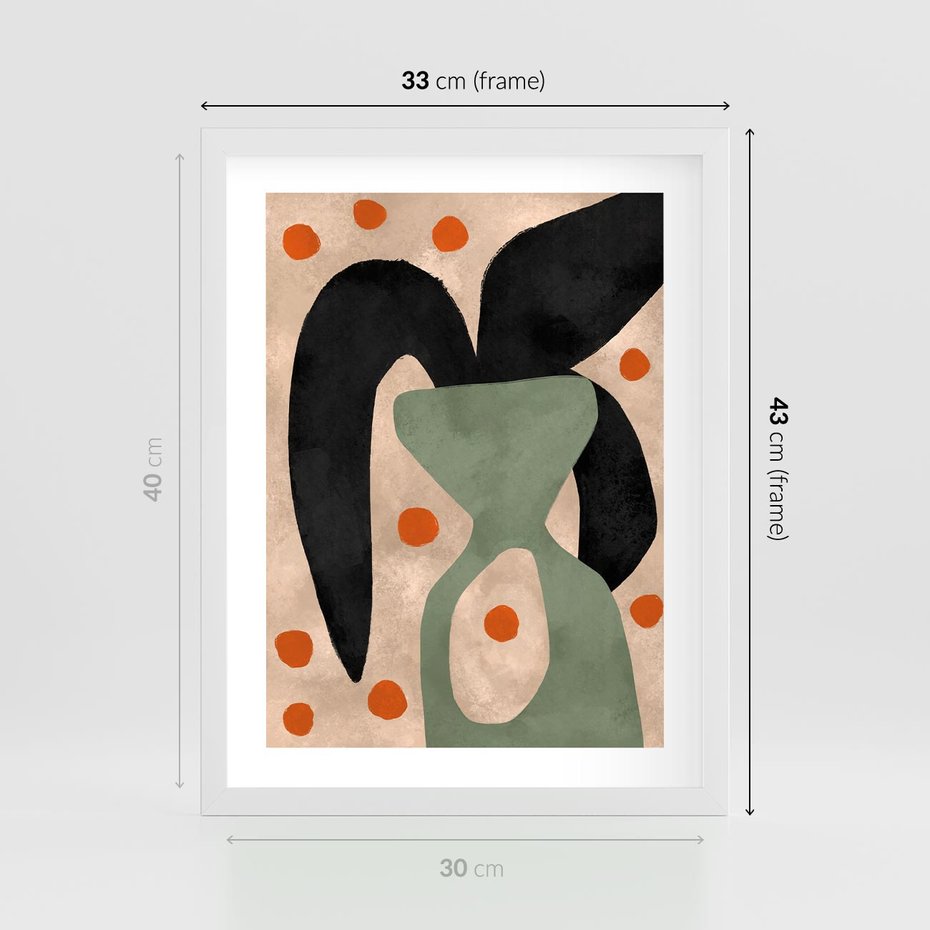 Plakat w ramie 30x40 - Impresje Boho - abstrakcyjny obraz, plakat - rama biała