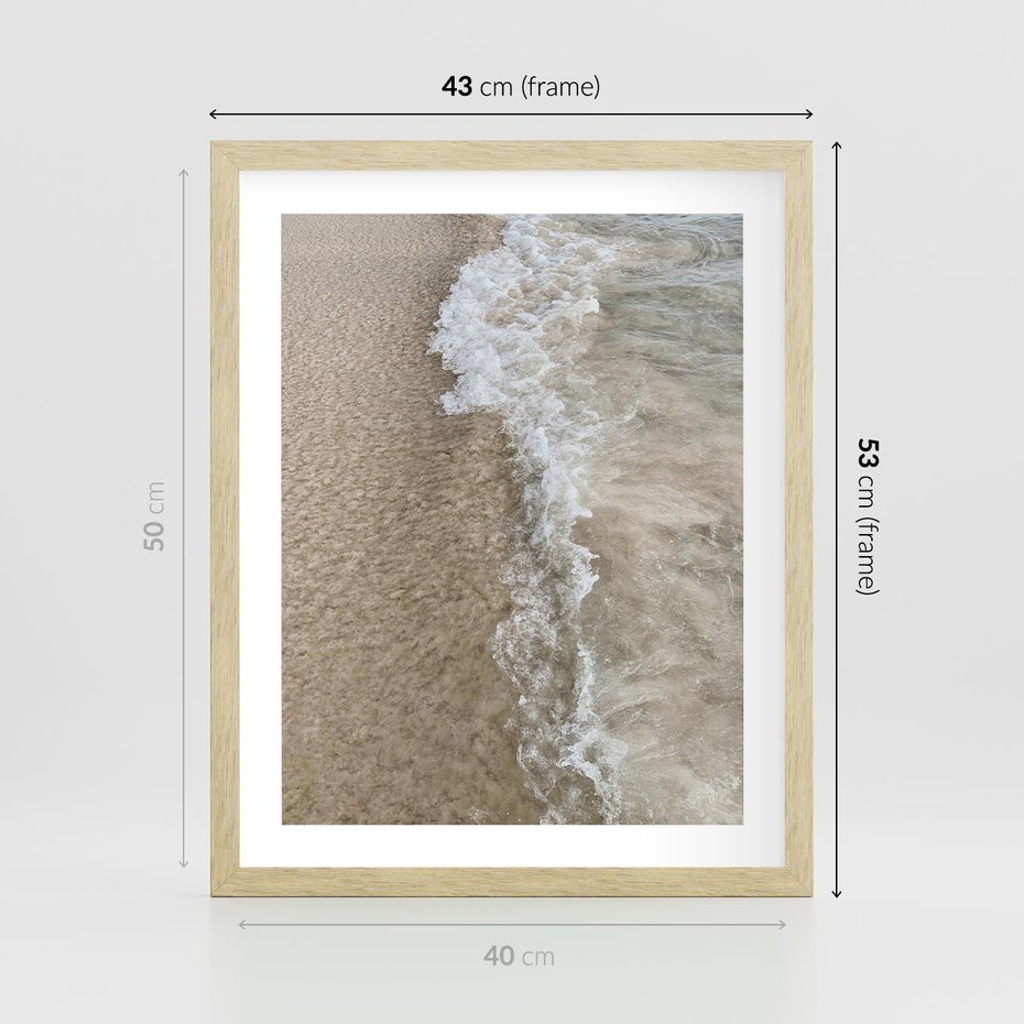 Plakat w ramie 40x50 - Fale Morza na Piasku - plaża, morze - rama drewno