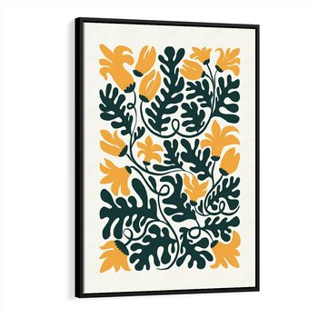 Obraz w ramie 50x70 - Impulsy Kreatywności - abstrakcyjne żółte kwiaty, kompozycja - rama czarna