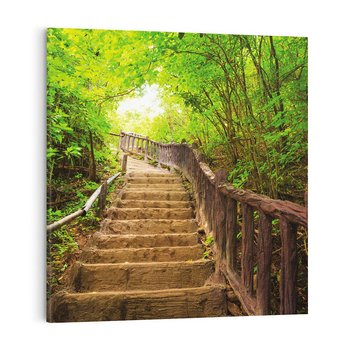 Obraz na płótnie 50x50 - Magiczne schody w lesie - schody, las