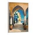 Obraz w ramie 80x120 - Nadmorskie Łuki - akwarela, śródziemnomorski klimat - rama drewno