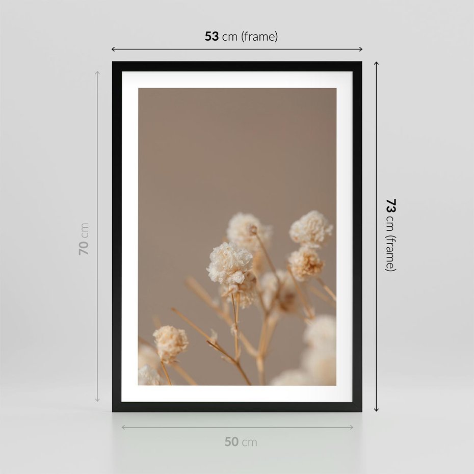 Plakat w ramie 50x70 - Przezroczyste piękno - gipsówka, suche - rama czarna