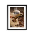 Plakat w ramie 30x40 - Kawowa filiżanka pełna aromatu - kawa, filiżanka - rama czarna