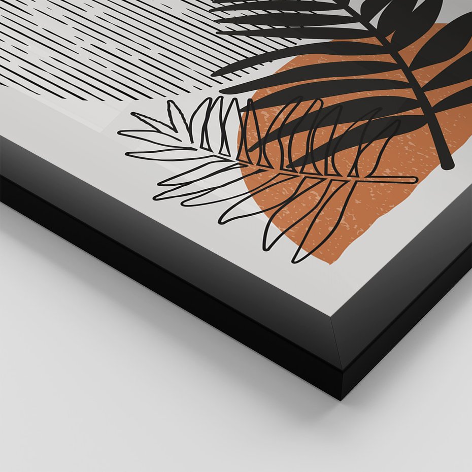 Zestaw obrazy w ramie 50x70 galeria - Skandynawski, liście, geometria - rama czarna