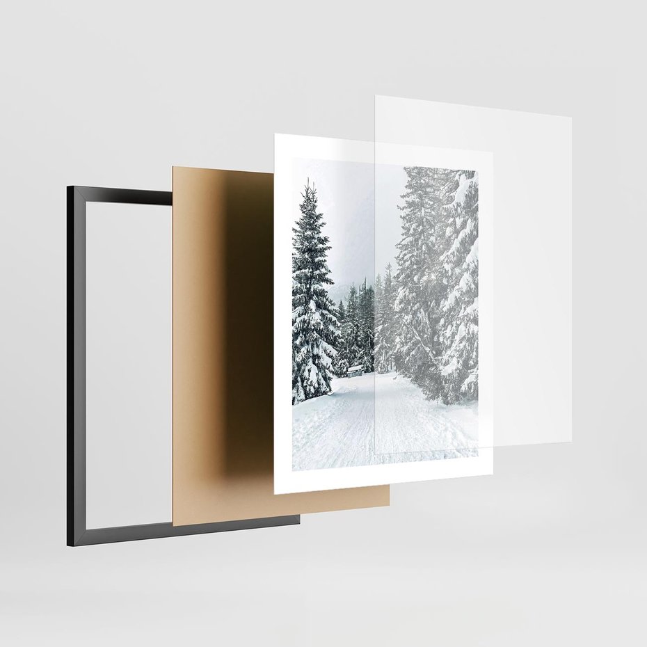 Plakat w ramie 40x50 - Magia Zimy na Obrazie - las, zima - rama czarna