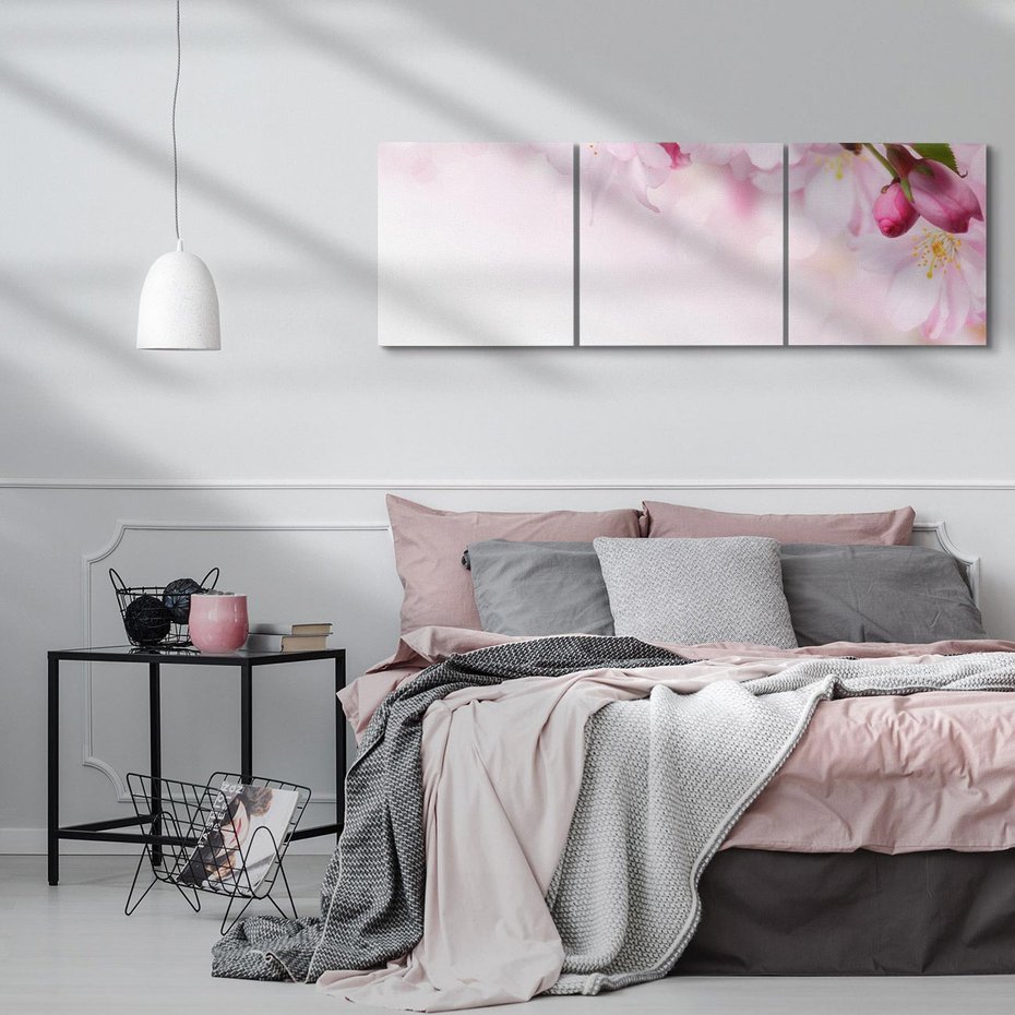 Obraz na płótnie 120x40 - Kwitnąca Wiśnia - kwiaty, kwitnącej